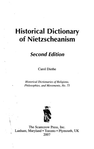 Titelbild: Historical Dictionary of Nietzscheanism 2nd edition 9780810856134