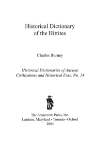 صورة الغلاف: Historical Dictionary of the Hittites 9780810849365