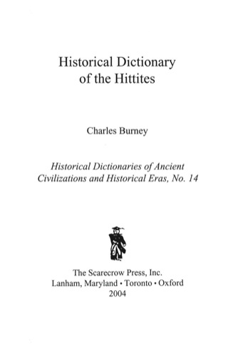 Cover image: Historical Dictionary of the Hittites 9780810849365