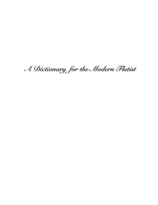 表紙画像: A Dictionary for the Modern Flutist 9780810867116