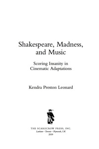 Cover image: Shakespeare, Madness, and Music 9780810869462