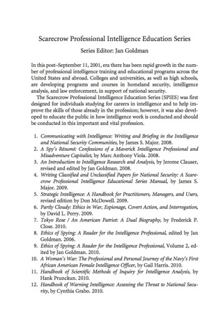 Cover image: Handbook of Warning Intelligence 9780810871908