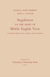 صورة الغلاف: Supplement to the Index of Middle English Verse 9780813154381