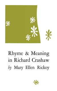صورة الغلاف: Rhyme and Meaning in Richard Crashaw 9780813154428
