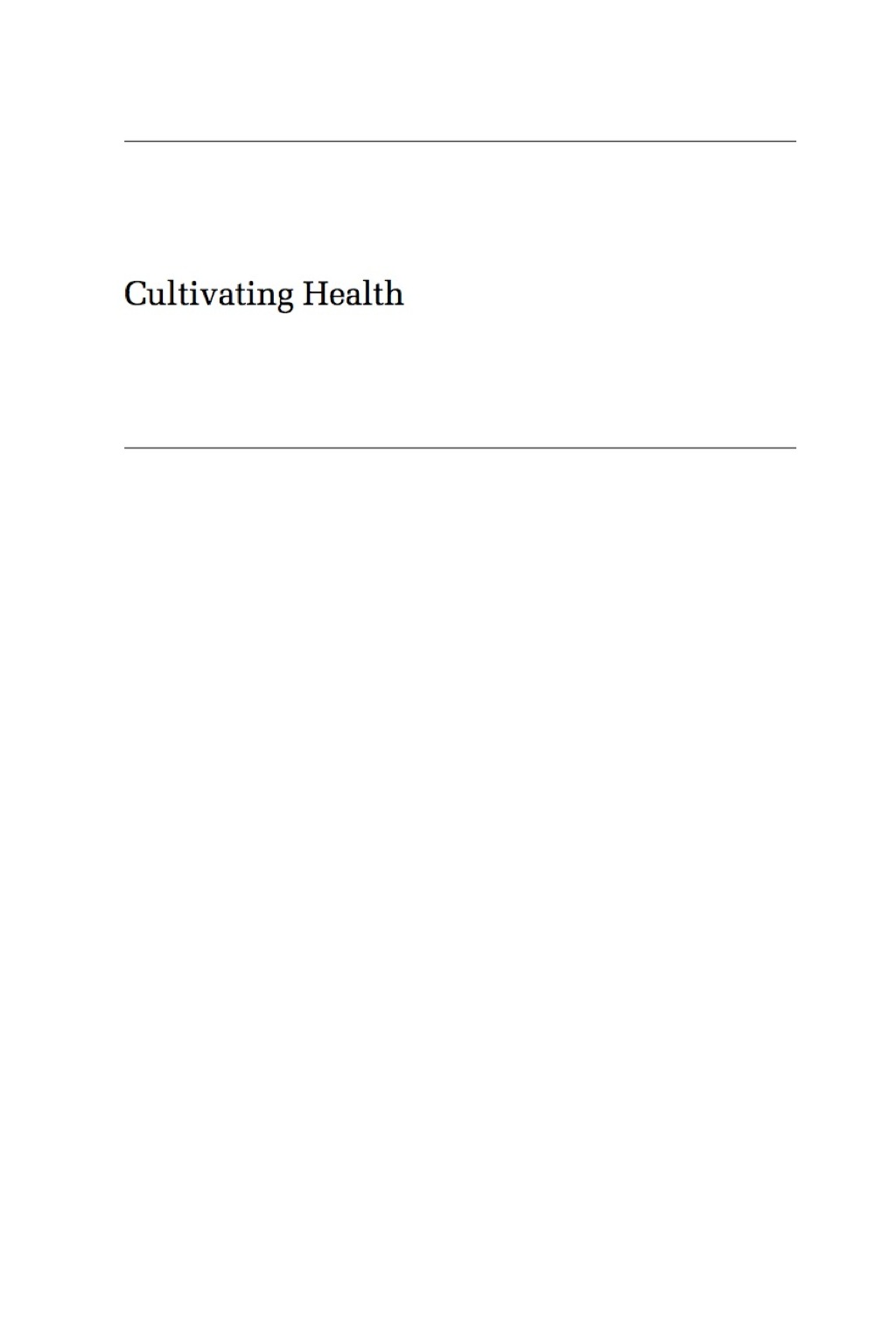 Cultivating Health