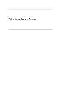 Cover image: Patients as Policy Actors 9780813550503