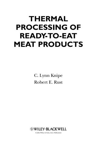 Cover image: Thermal Processing of Ready-to-Eat Meat Products 1st edition 9780813801483