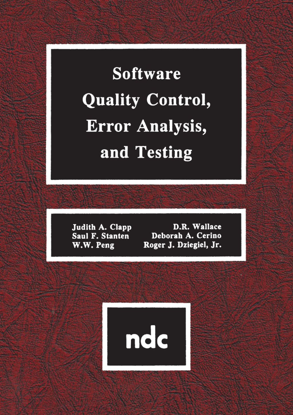 Software Quality Control  Error  Analysis (eBook)