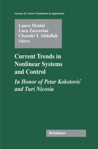 Imagen de portada: Current Trends in Nonlinear Systems and Control 1st edition 9780817643836