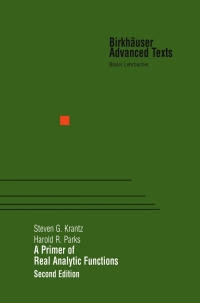 Cover image: A Primer of Real Analytic Functions 2nd edition 9781461264125