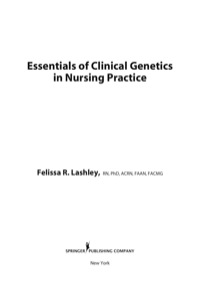 Imagen de portada: Essentials of Clinical Genetics in Nursing Practice 1st edition 9780826102225