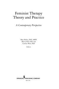 Imagen de portada: Feminist Therapy Theory and Practice 1st edition 9780826119575
