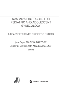Titelbild: NASPAG's Protocols for Pediatric and Adolescent Gynecology 1st edition 9780826151940