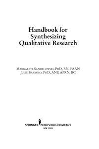 صورة الغلاف: Handbook for Synthesizing Qualitative Research 1st edition 9780826156945