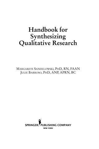 Imagen de portada: Handbook for Synthesizing Qualitative Research 1st edition 9780826156945