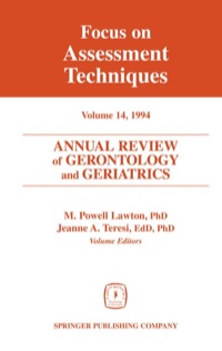 Omslagafbeelding: Annual Review of Gerontology and Geriatrics, Volume 14, 1994 1st edition 9780826164964