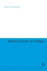 Cover image: Adorno's Poetics of Critique 1st edition 9781441119643