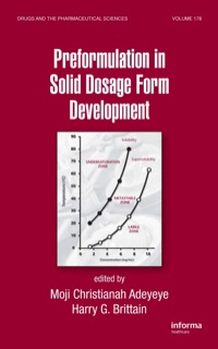 Cover image: Preformulation in Solid Dosage Form Development 1st edition 9780824758097