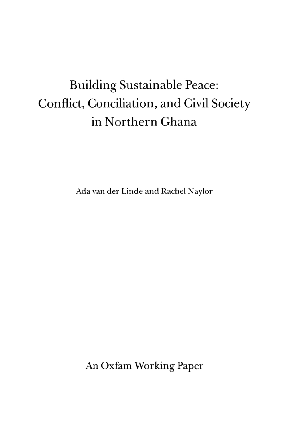 Building Sustainable Peace