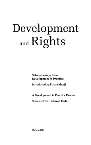 Cover image: Development and Rights 9780855984069