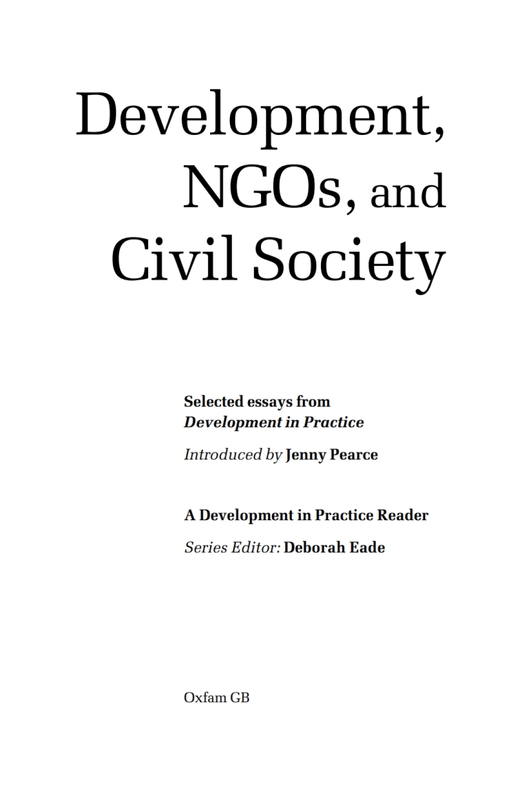 Development, NGOs and Civil Society