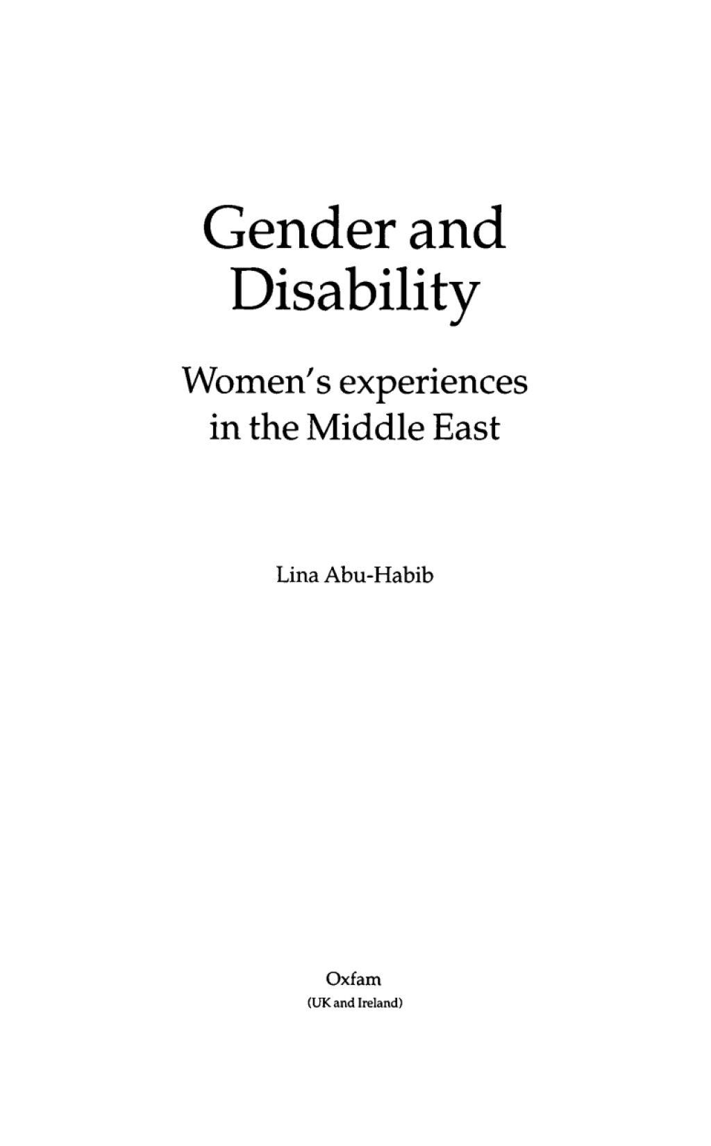 Gender and Disability