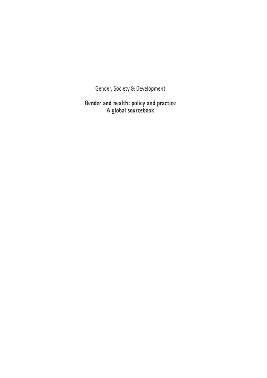 Gender and Health
