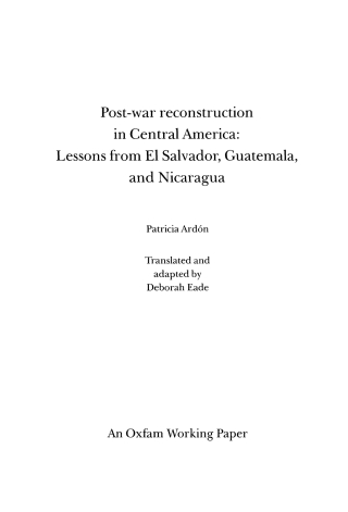 Imagen de portada: Post-war Reconstruction in Central America 9780855984052
