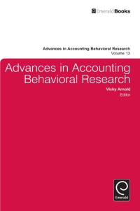 Titelbild: Advances in Accounting Behavioral Research 9780857241375