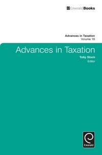 Cover image: Advances in Taxation 9780857241399