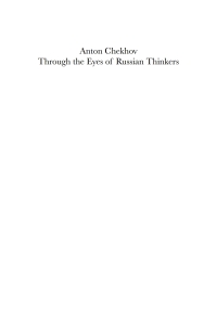 Cover image: Anton Chekhov Through the Eyes of Russian Thinkers 1st edition 9780857285744
