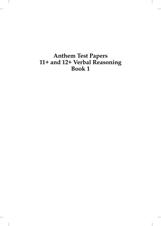 Cover image: Anthem Test Papers 11+ and 12+ Verbal Reasoning Book 1 1st edition 9780857283832
