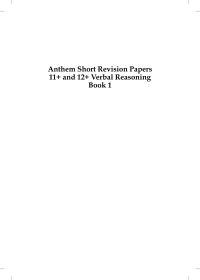 Immagine di copertina: Anthem Short Revision Papers 11+ and 12+ Verbal Reasoning Book 1 1st edition 9780857283849