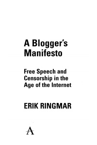 Imagen de portada: A Blogger's Manifesto 1st edition 9781843312888