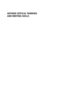 Cover image: Anthem Critical Thinking and Writing Skills 1st edition 9781843318705