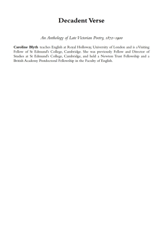 Imagen de portada: Decadent Verse 1st edition 9780857284037