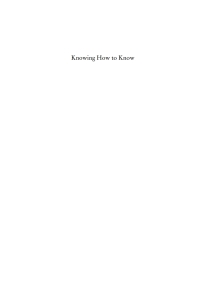 Cover image: Knowing How to Know 1st edition 9781845454388