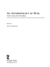 Omslagafbeelding: An Anthropology of War 1st edition 9781845456221