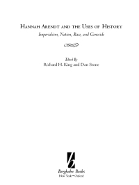 Omslagafbeelding: Hannah Arendt and the Uses of History 1st edition 9781845453619