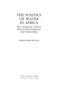 Imagen de portada: The Politics of Water in Africa 1st edition 9781845116859