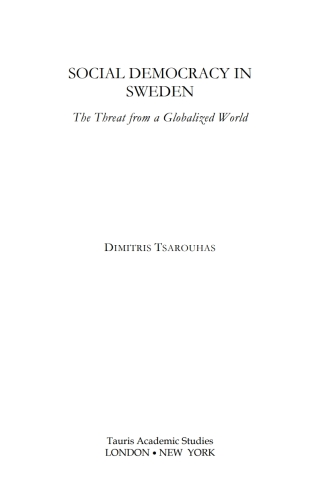 Cover image: Social Democracy in Sweden 1st edition 9781845117863