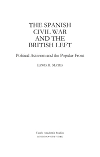 Titelbild: The Spanish Civil War and the British Left 1st edition 9781845112981