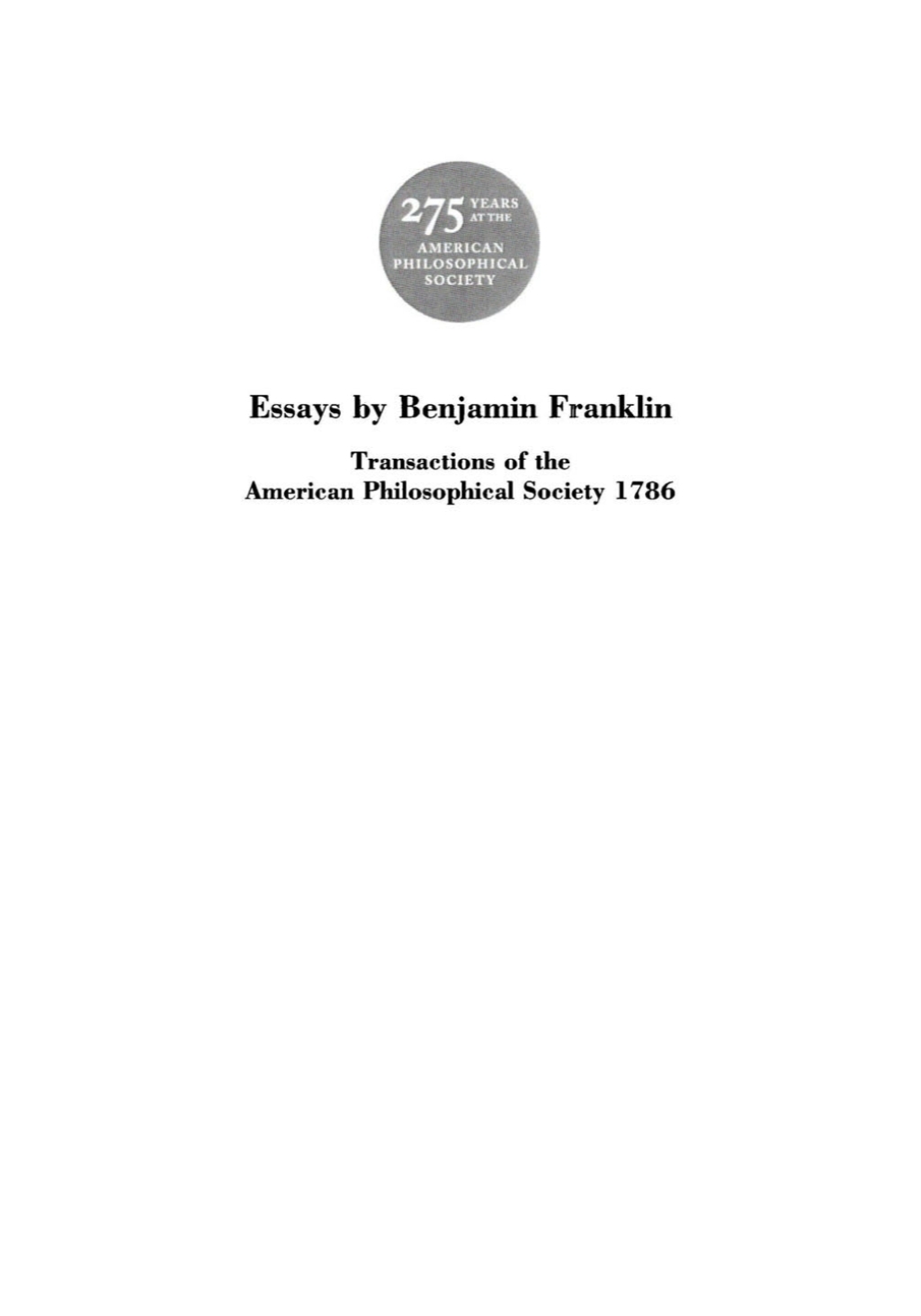 Essays by Benjamin Franklin (eBook)