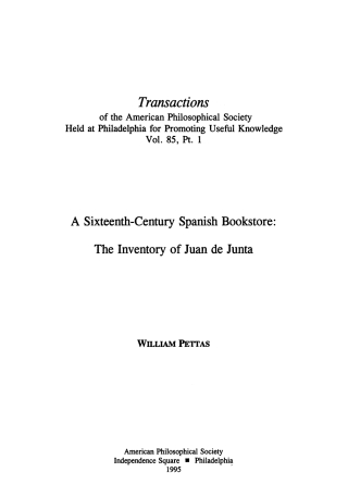 Cover image: Sixteenth-Century Spanish Bookstore 9780871698513