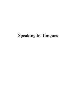 Cover image: Speaking in Tongues 9781606180648