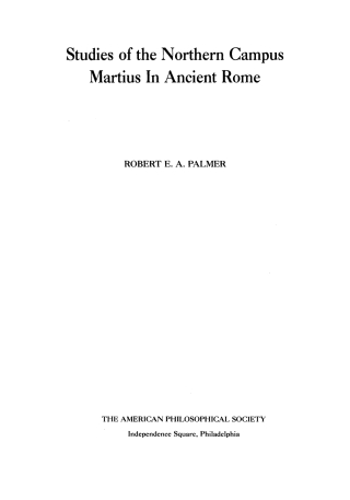 Cover image: Studies of the Northern Campus Martius in Ancient Rome 9780871698025