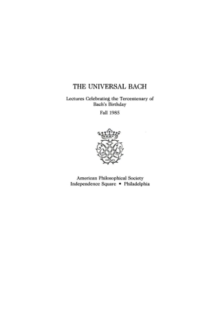 Cover image: Universal Bach 9780871694362