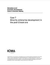 Cover image: Managing Local Economic Development: Cases in Decision Making: Minority Enterprise Development in the Post-Croson Era 9780873261418