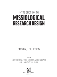 صورة الغلاف: Introduction to Missiological Research Design 1st edition 9780878084753