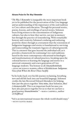 Imagen de portada: kâ-pî-isi-kiskisiyân / The Way I Remember 9780889779143